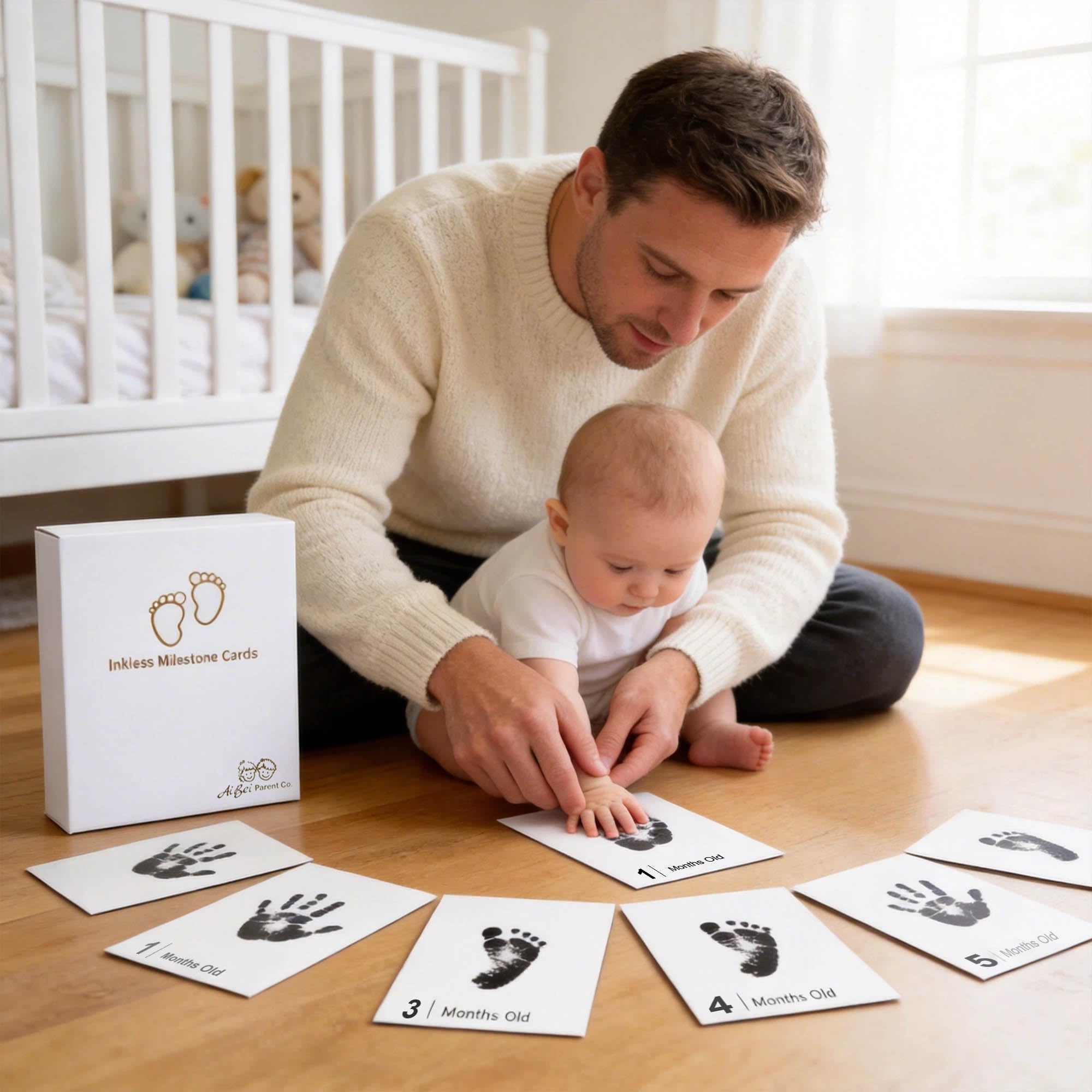 Libro dei ricordi per neonato, set da 15 pezzi con album, carte miliari e album senza inchiostro, libro mensile dell'impronta del bambino, libro mensile per l'impronta del bambino