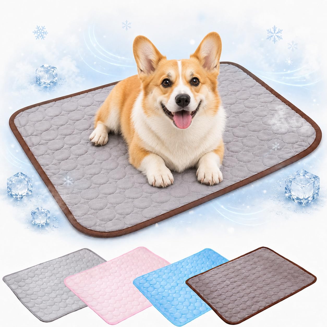 Ice Silk Pet Cooling Mat for Dog & Cat，Brown：50 x 40 x 1 cm (L x W x H)