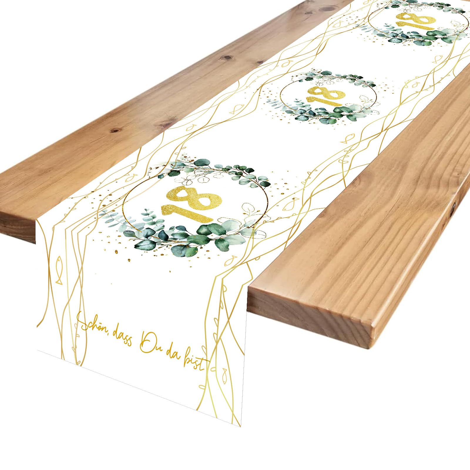 Goldenland Camino de mesa blanco lino camino de mesa de cumpleaños cumpleaños camino de mesa decoración celebración feliz cumpleaños celebración camino de mesa decoración 40 x 185 HBD 18 años
