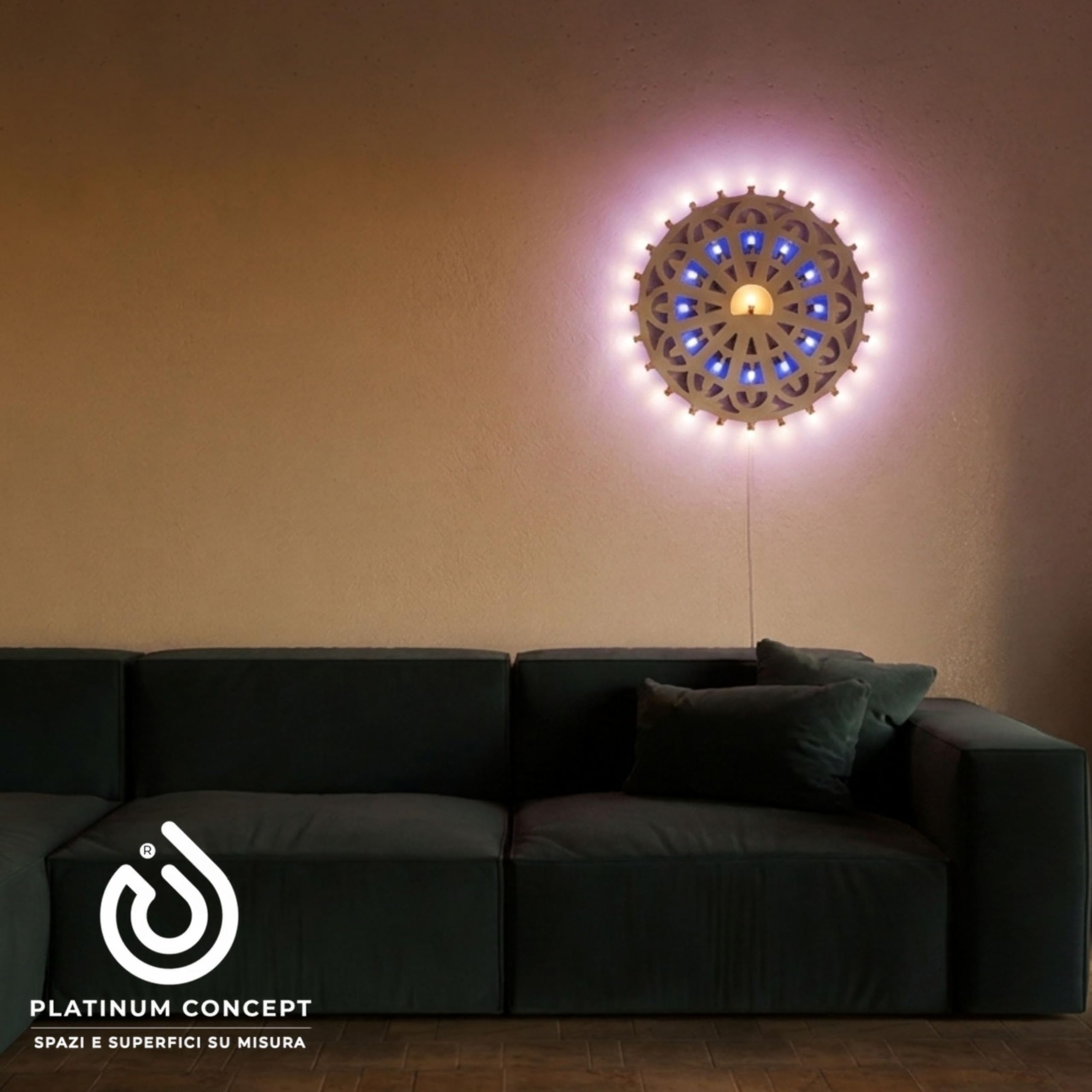 Luminaria Pugliese da Parete – Rosone Luminoso LED Artigianale Made in Italy – Applique Decorativa Forex Bianco Luce Calda – Lampada Salentina Tradizionale Puglia