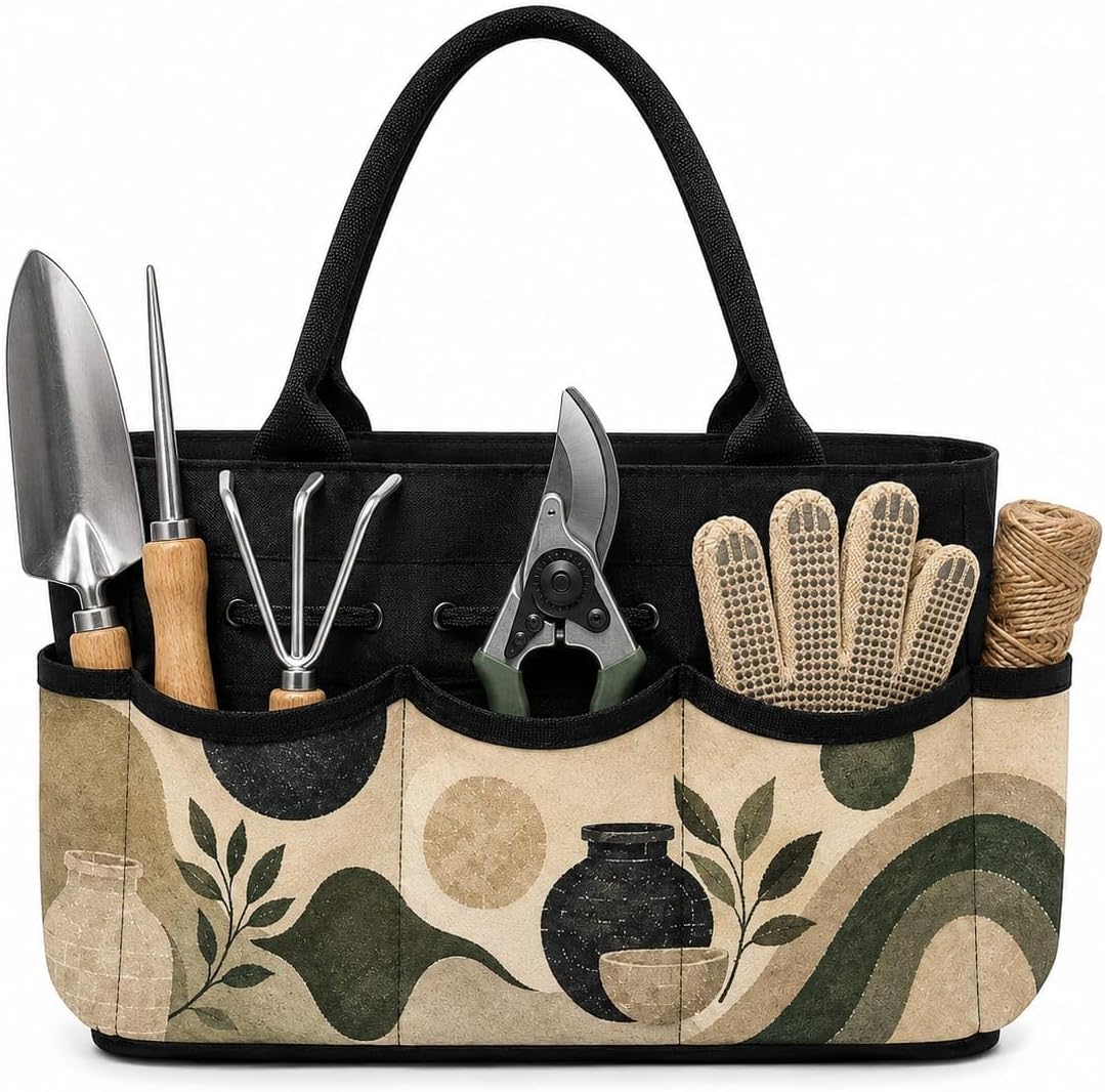 Clay Vessel Earthy Mosaic Garden Tool Bag Organizer for Shed in All Season