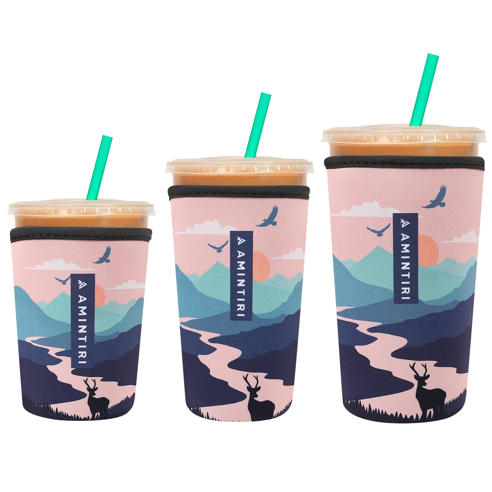 Amintiri Reusable Insulator Neoprene Sleeve for Iced Coffee &amp; Cold Soda