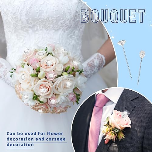 Miniatura 3 de 400 alfileres de ramillete de 2.1 pulgadas, ramos de flores de diamantes de imitación de diamantes de imitación de diamantes de imitación de perlas