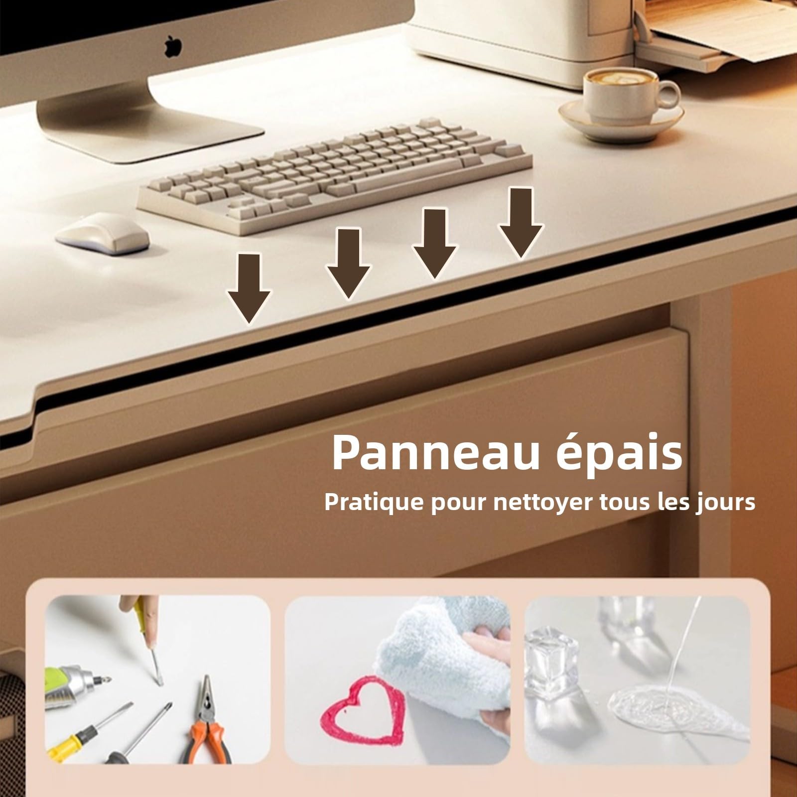 Bureau Gamer Bureau d'Ordinateur Table Écriture Étudiant Art Style Moderne Simple Bureau PC Bois pour Maison, Bureau (Blanc, 100x50cm)