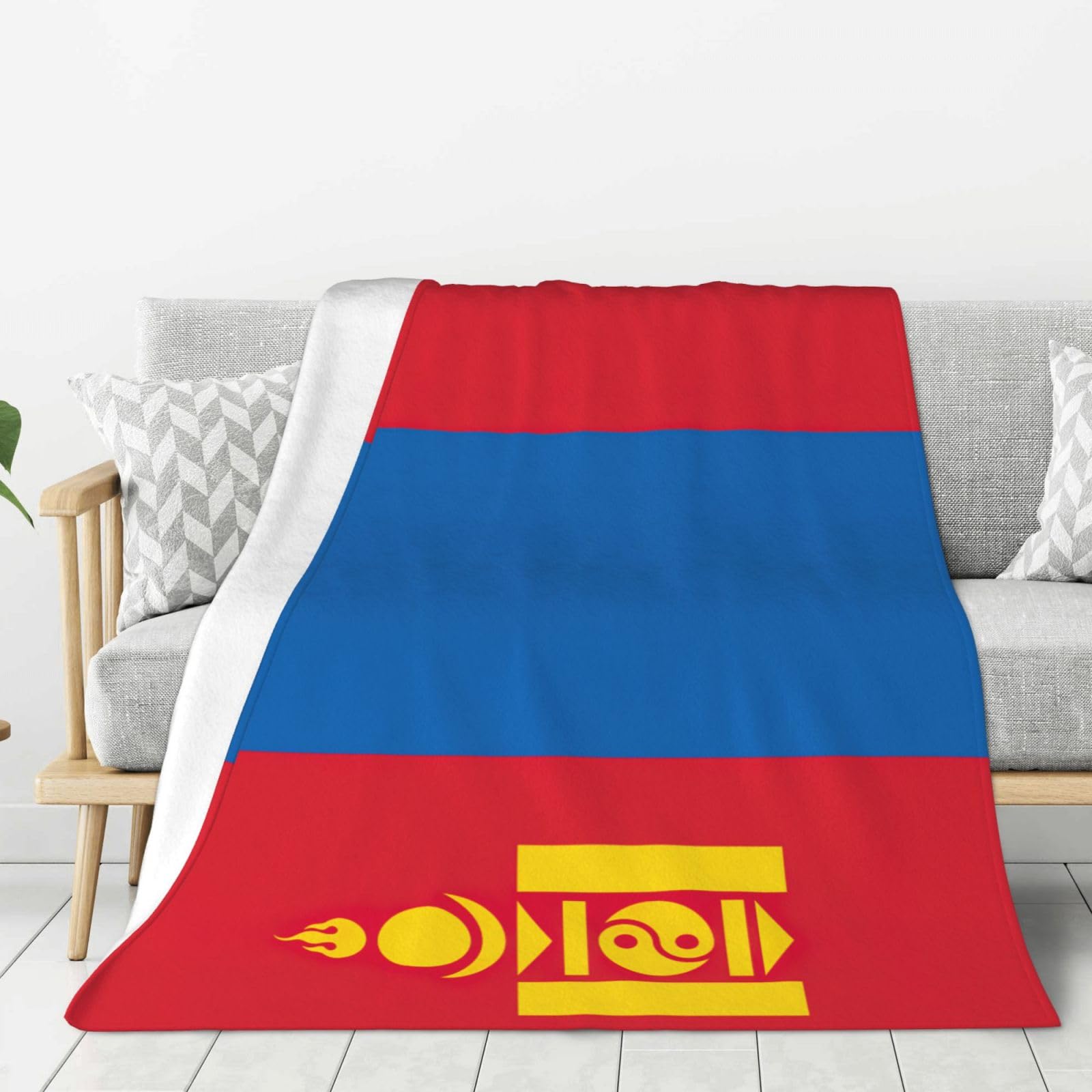 Couverture drapeau mongol grande taille en plaid chaud pour lit et canapé
