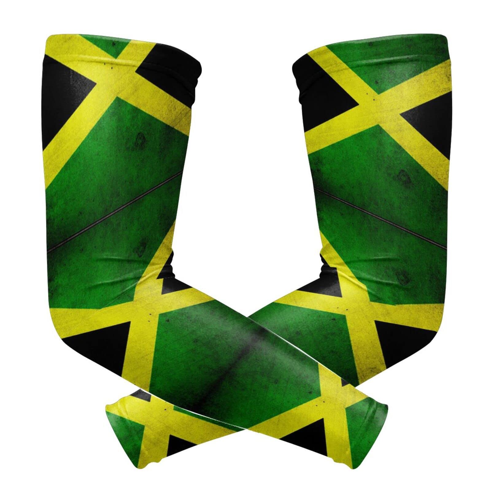 ZGXJJPP Jamaican Flag Arm Sleeves for Men and Women, Sleeves to Cover Arms for Men and Women