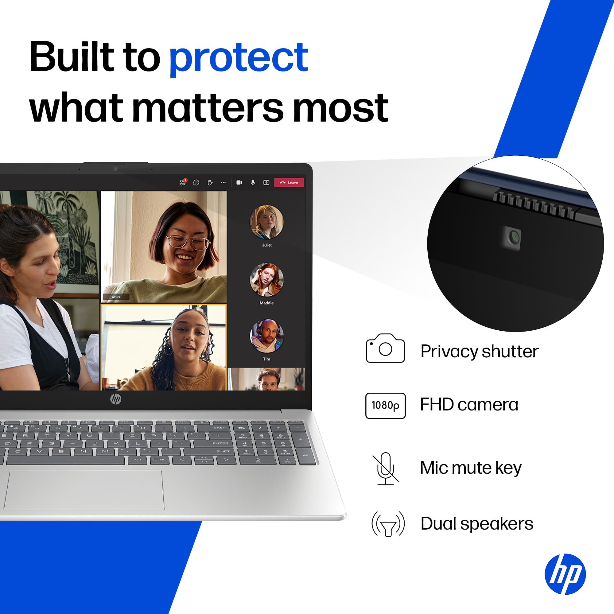 HP 15, AMD Ryzen 5 7520U (16GB DDR4, 512GB SSD) FHD, Anti-Glare, Micro-Edge, 15.6''/39.6cm, Win11, M365 Basic(1yr), Offic24, Silver,1.59kg, fc0806AU/690AU, FHD Camera w/Privacy Shutter, Backlit Laptop — Amazon image 6