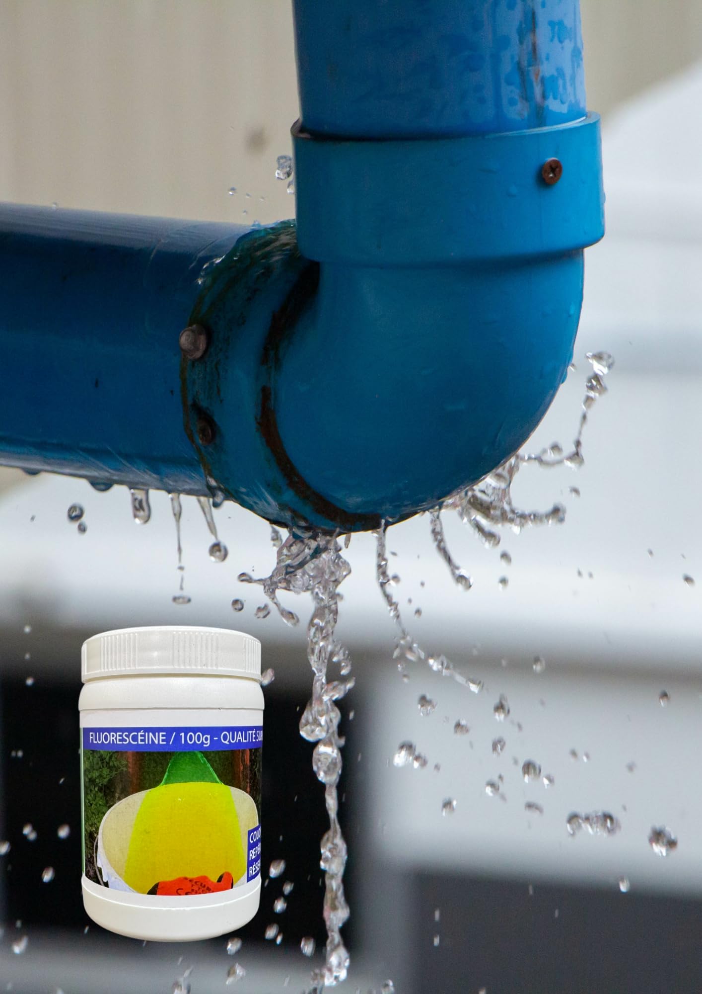 VISIO TECH Fluorescéine – Pot 100 g Poudre Soluble dans l’Eau – Colorant Traçage Haute Visibilité pour Détection de Fuites, Repérage de Réseaux et Contrôles d’Étanchéité