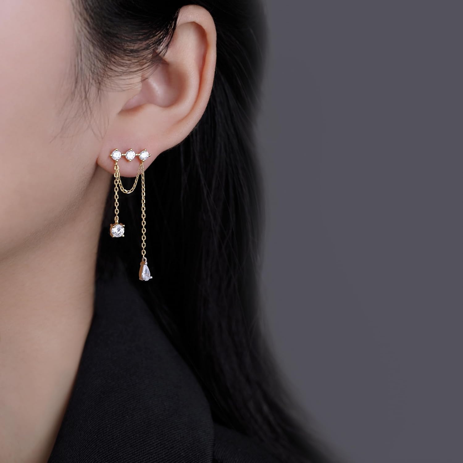 SLUYNZ Solid 925 Sterling Silver CZ Dangle Earrings for Women Teens Elegant Wedding Dangle Earrings Tassel Chain - Image 2