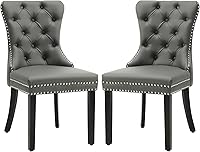 Vista 50 de KCC Juego de 6 sillas de comedor de terciopelo, silla de comedor tapizada de alta gama con respaldo acolchado, anillo de tracción de cabeza de Beige