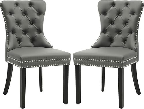 Miniatura 50 de KCC Juego de 6 sillas de comedor de terciopelo, silla de comedor tapizada de alta gama con respaldo acolchado, anillo de tracción de cabeza de