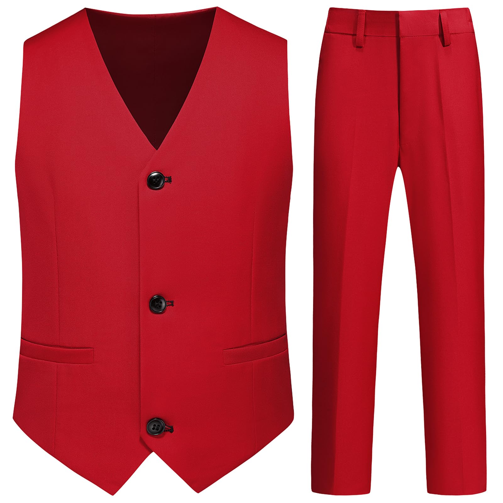 Boy Suits 2 Piece Slim Fit Formal Set with Vest Pants for Kids Wedding Ring Bearer Party Dresswear Outfit