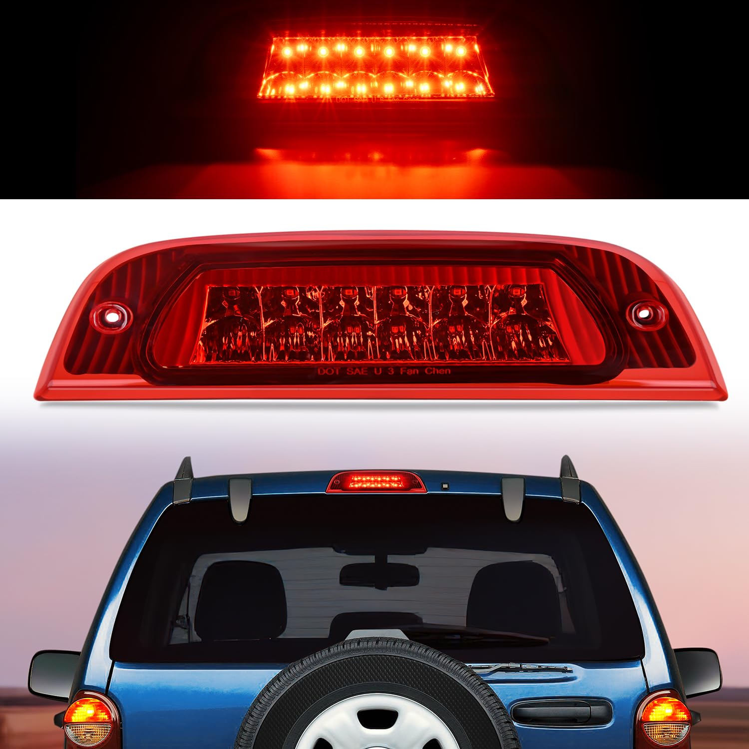 Nilight Third Brake Light for Jeep Liberty 2002 2003 2004 2005 2006 2007
