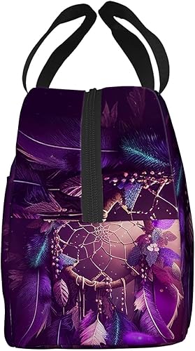 Miniatura 3 de Bolsa de almuerzo aislada para mujeres y hombres, atrapasueños con estrellas moradas, reutilizable, a prueba de fugas, linda lonchera para el