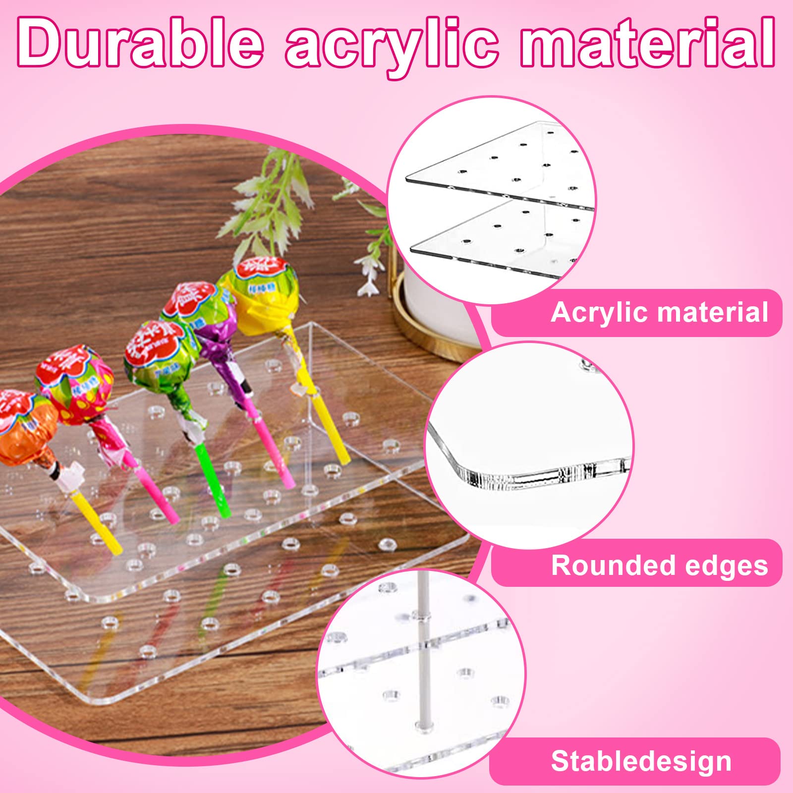 Supporto Per Cake Pops Acrilico - 20 Fori | Porta Lecca-Lecca Per Feste E Matrimoni - Foto 9