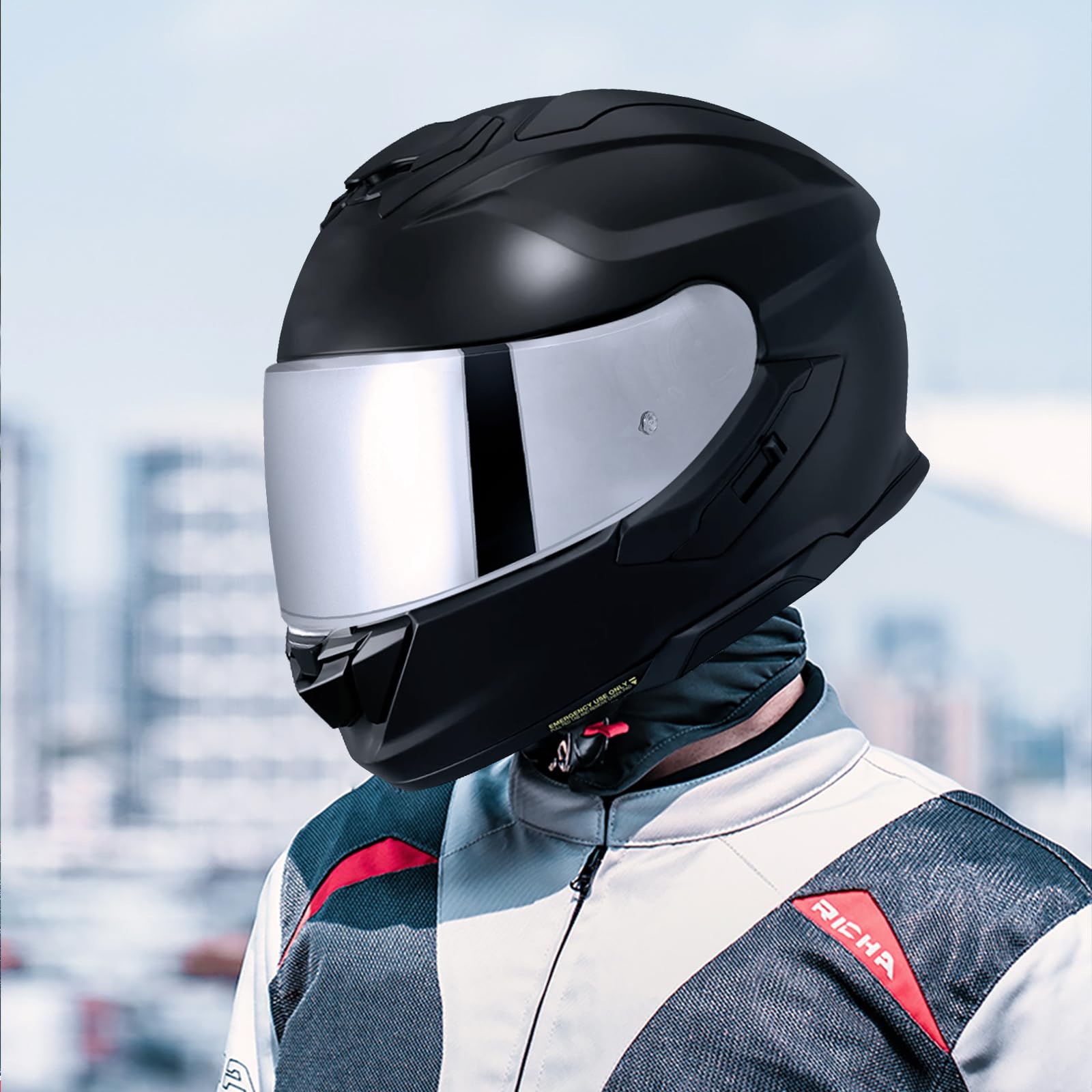 Motorradhelm Visier für GT Air 3 CNS-1C,Helmvisier Motorrad Windschutz Helm Objektiv Visier Vollgesichts,Helmvisiere Zubehör Ersatz (Silber)