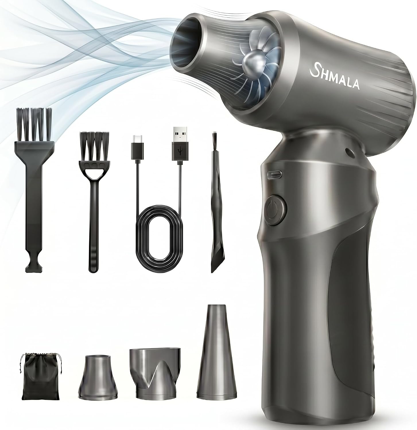 Compressed Air Duster – Super Powerful 300,000 RPM Cordless Air Duster, Rechargeable Brushless Motor, 3-Speed Adjustable, Portable Air Blower for Keyboards, PCs, Laptops, Cars, Home & Office