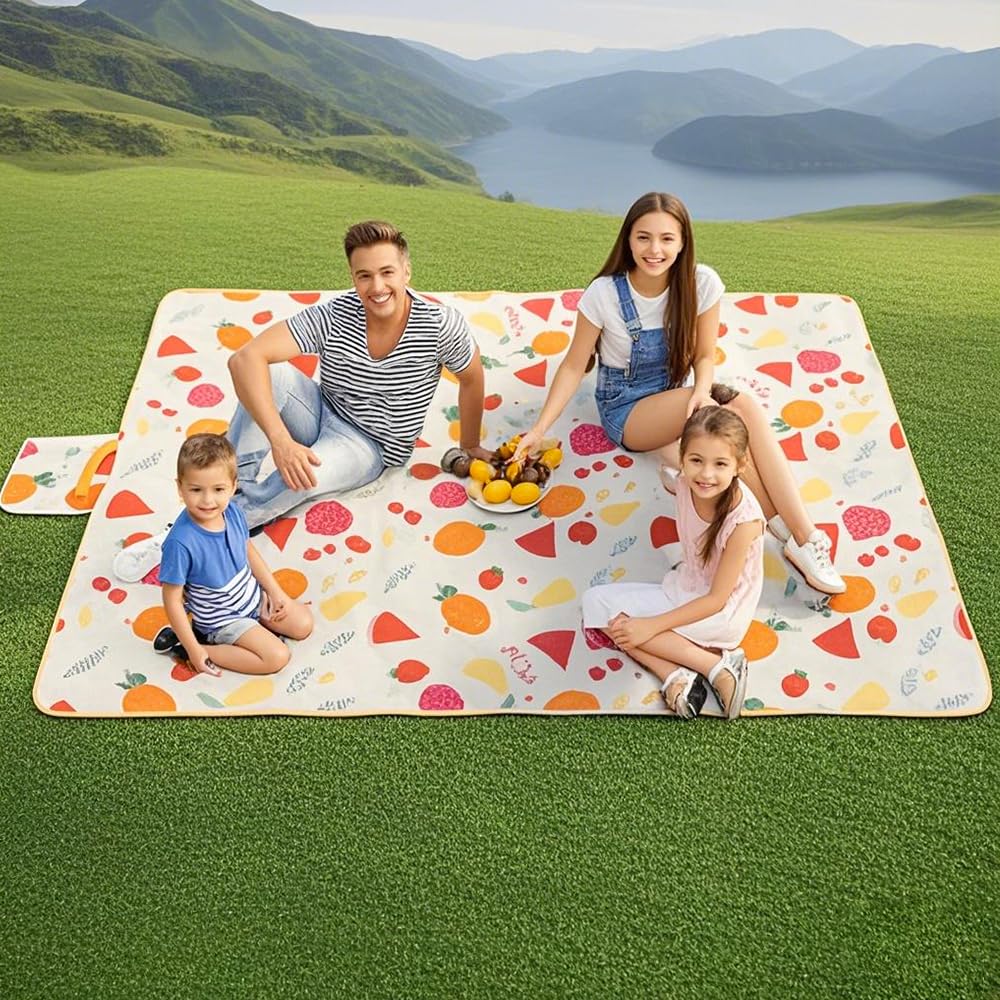 Picknickdecke, Outdoor-Babydecke, 150 x 200 cm, extra groß, wasserdicht, sanddicht, Campingdecke, leicht, faltbar, tragbar, Reisedecke, abwischbar (3–6 Erwachsene)