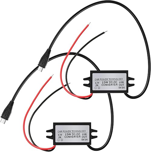 Módulo convertidor DC-DC Buck de 12 V a 5 V, adaptador de corriente micro USB compatible con teclado Ring Alarm (2 piezas)