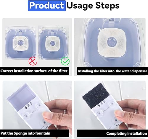 Miniatura 7 de Paquete de 40 filtros de repuesto para fuente de agua para gatos, compatibles con VEKEN para fuente automática para mascotas de 67 oz2 L, 85 oz2.5