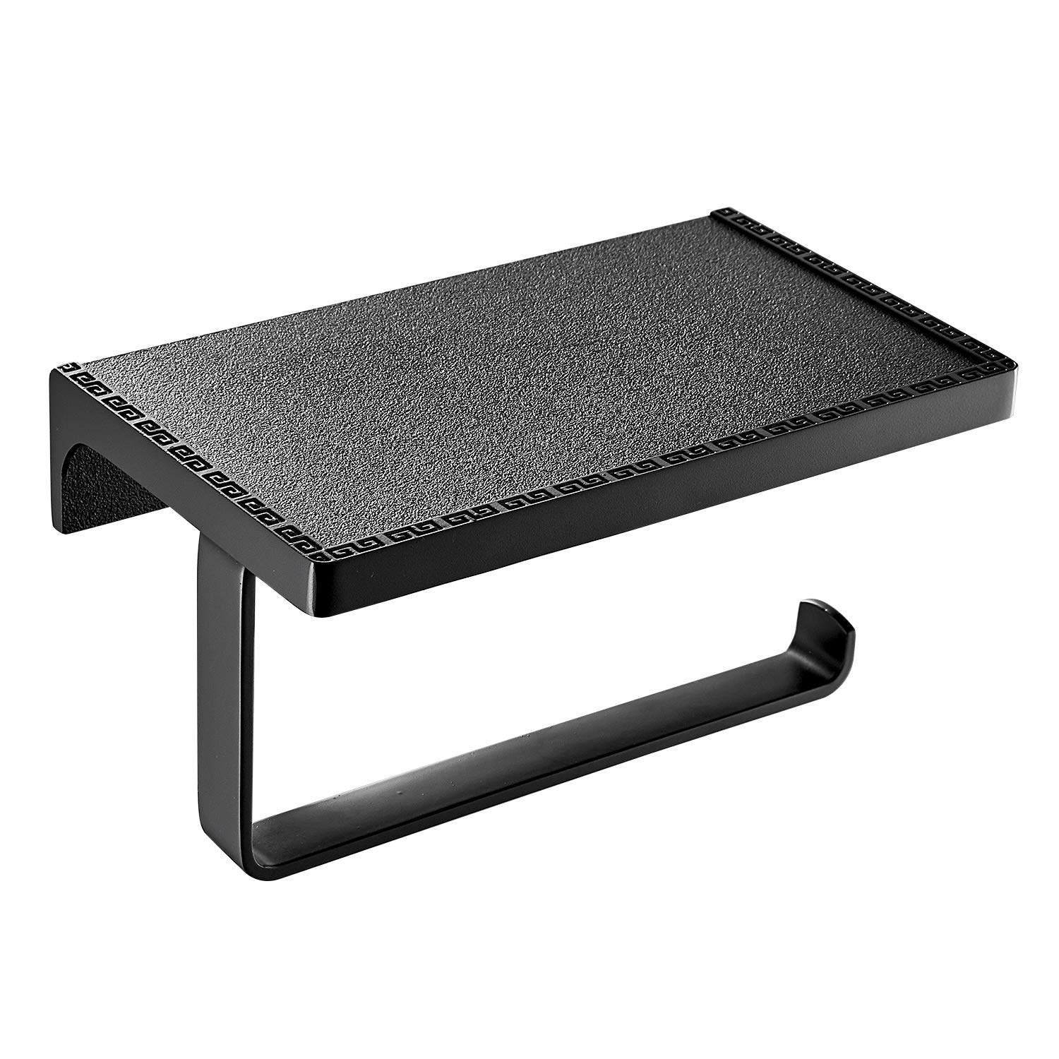 Portarotolo di carta igienica con mensola dispenser di fazzoletti, organizer per telefoni cellulari, accessori per il bagno da parete, colore: nero