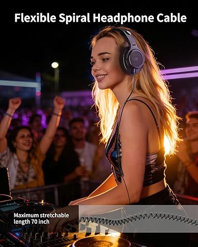 Miniatura 6 de Auriculares con cable sobre la oreja, auriculares profesionales para monitor de DJ y estudio con controlador de 1.969 in, auriculares estéreo con