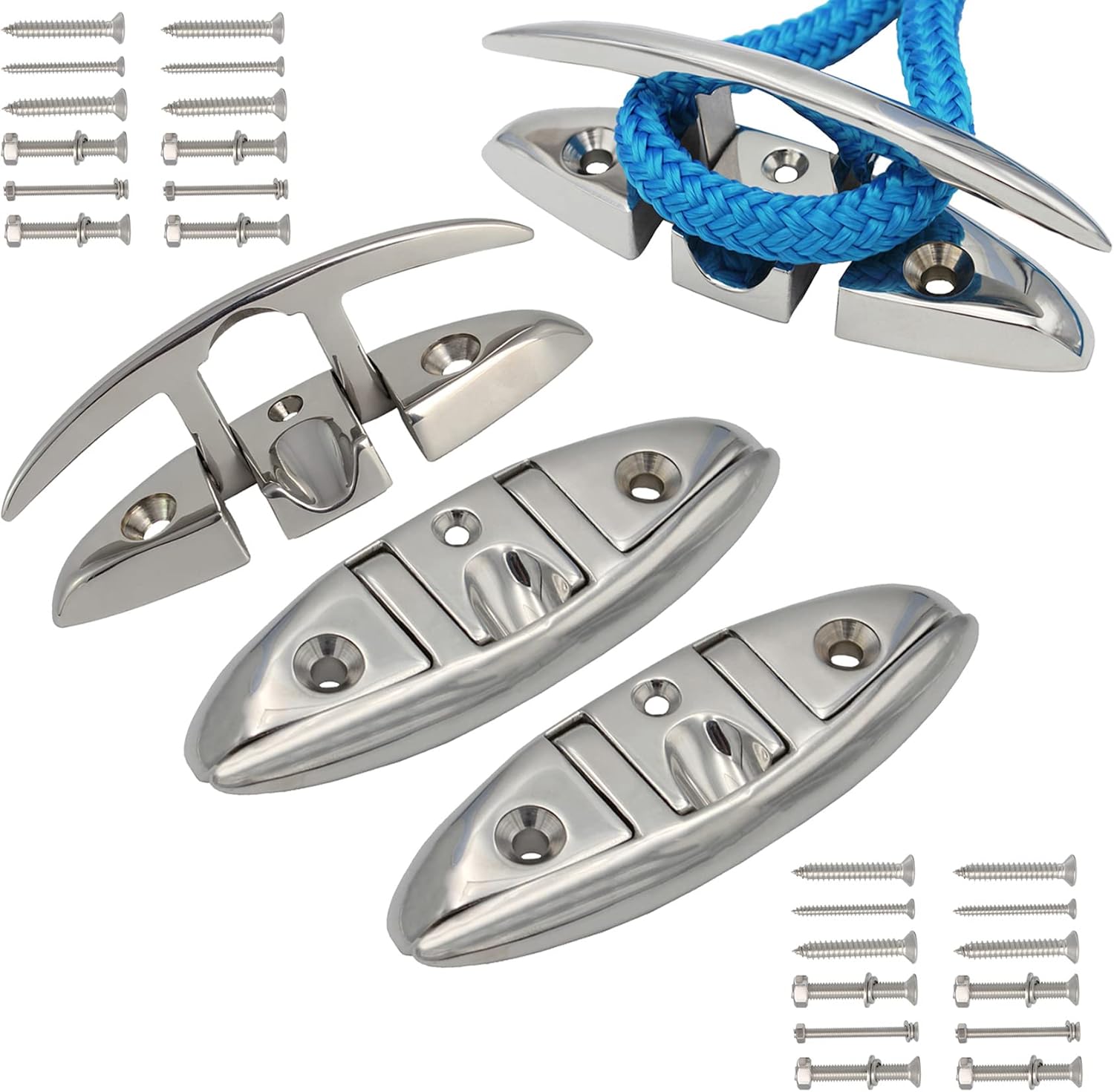 VEITHI 316 Stainless Steel Boat Folding Cleats, Flip up Dock Cleat for