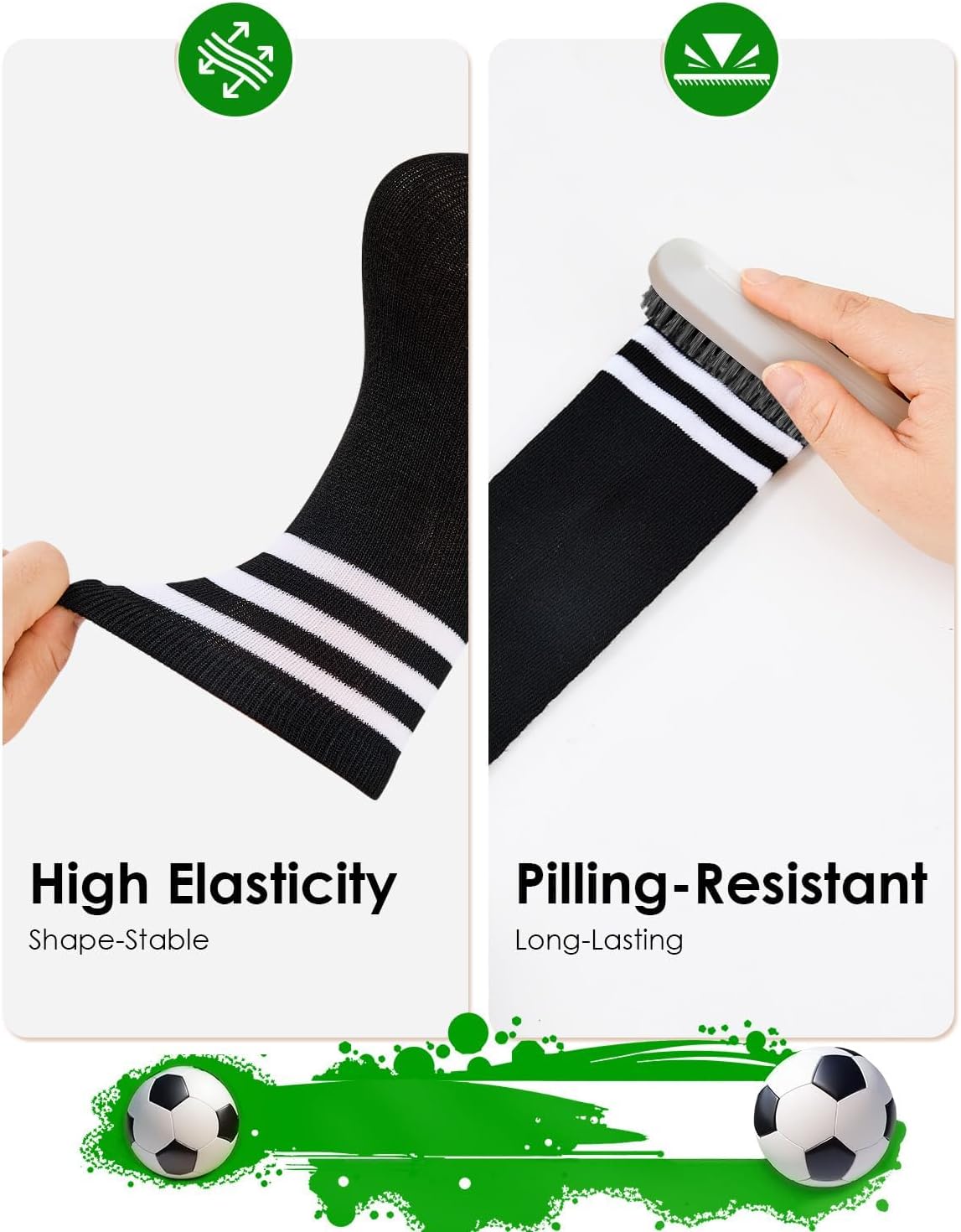 Century Star Girls Soccer Socks Kids Softball Socks Knee High Sock for Toddler Boys Baseball Sock Long Sport Stockings Cotton Football Purple with White Stripe 6-9 Years