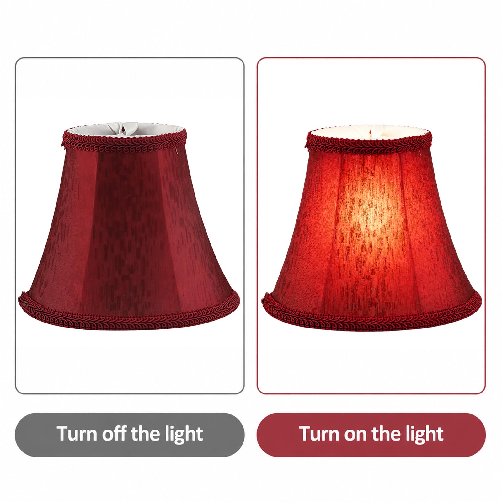 Set di 3 paralumi in tessuto E14/E27 Modern Minimalist Clip On Light Shade per lampada da tavolo Candle Chandelier Light lampada da parete (rosso)