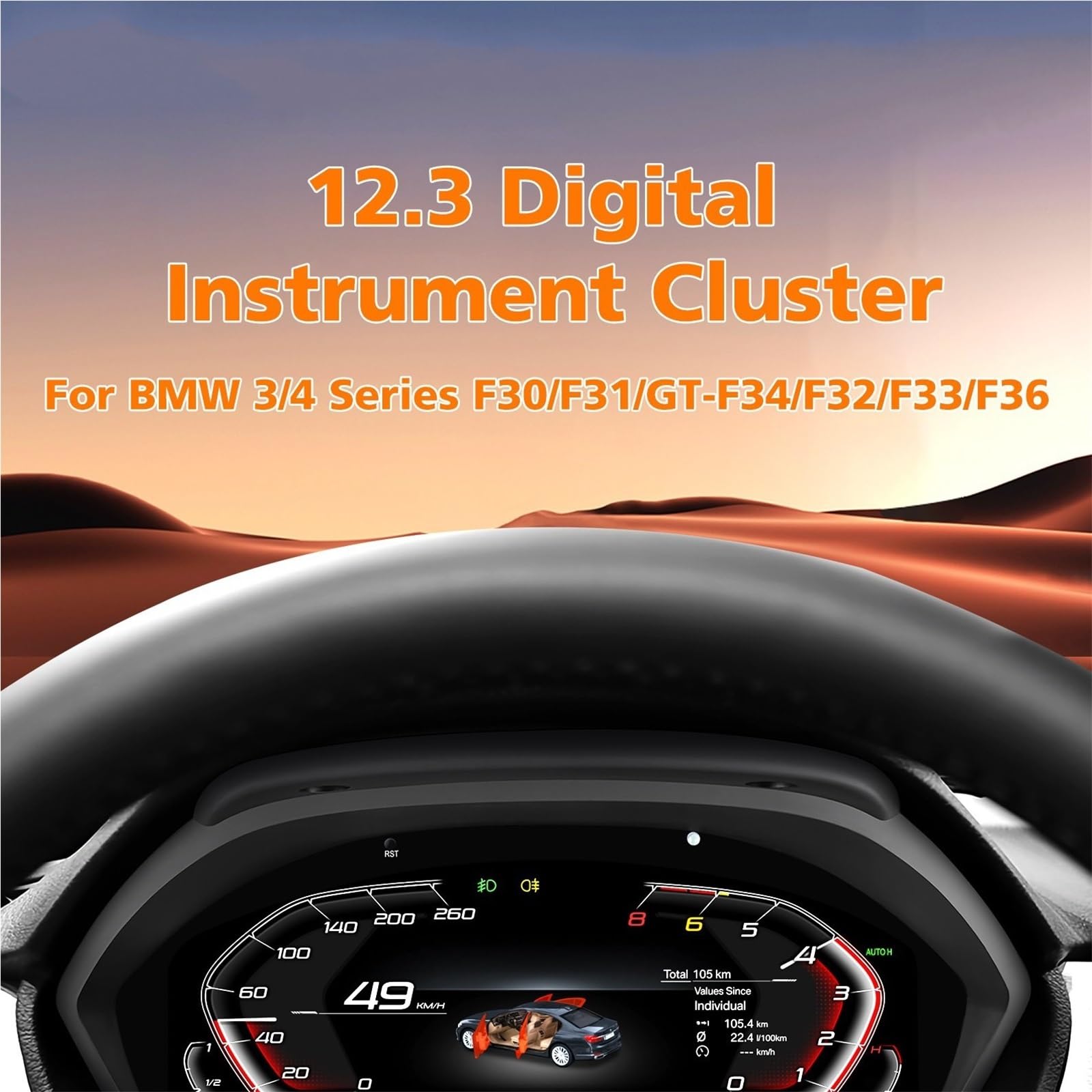 Cyfrowy miernik Do Bmw Serii 3/4 F30 GT-F34 F32 Wyświetlacz Head Up | 2013-2020 Prędkościomierz LCD Styl 12.3 Cal Cyfrowa Deska Rozdzielcza Samochodu
