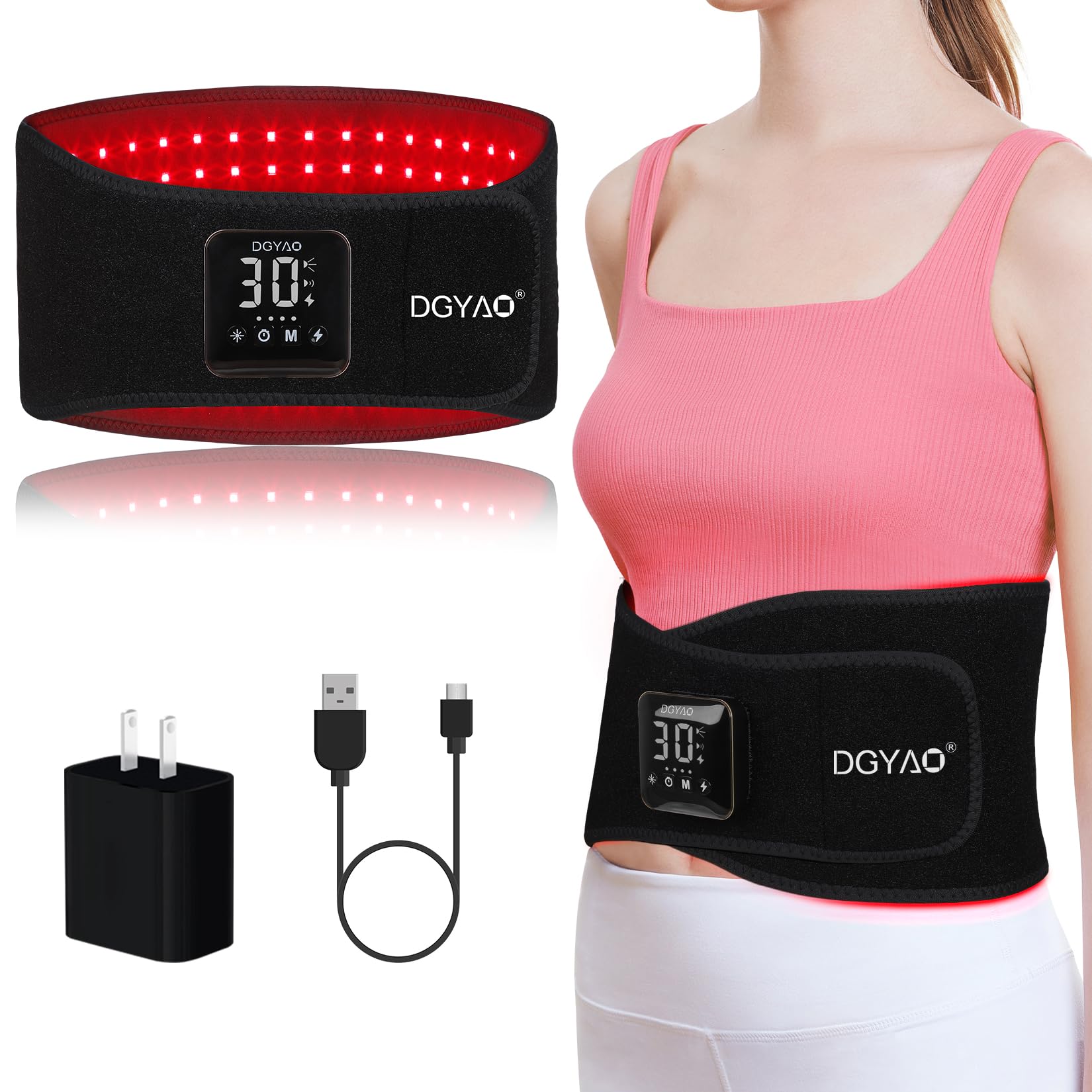 DGXINJUN Cordless Red Light Therapy for Waist Back Pain Relief Near Infrared Light Therapy Device for Body Led