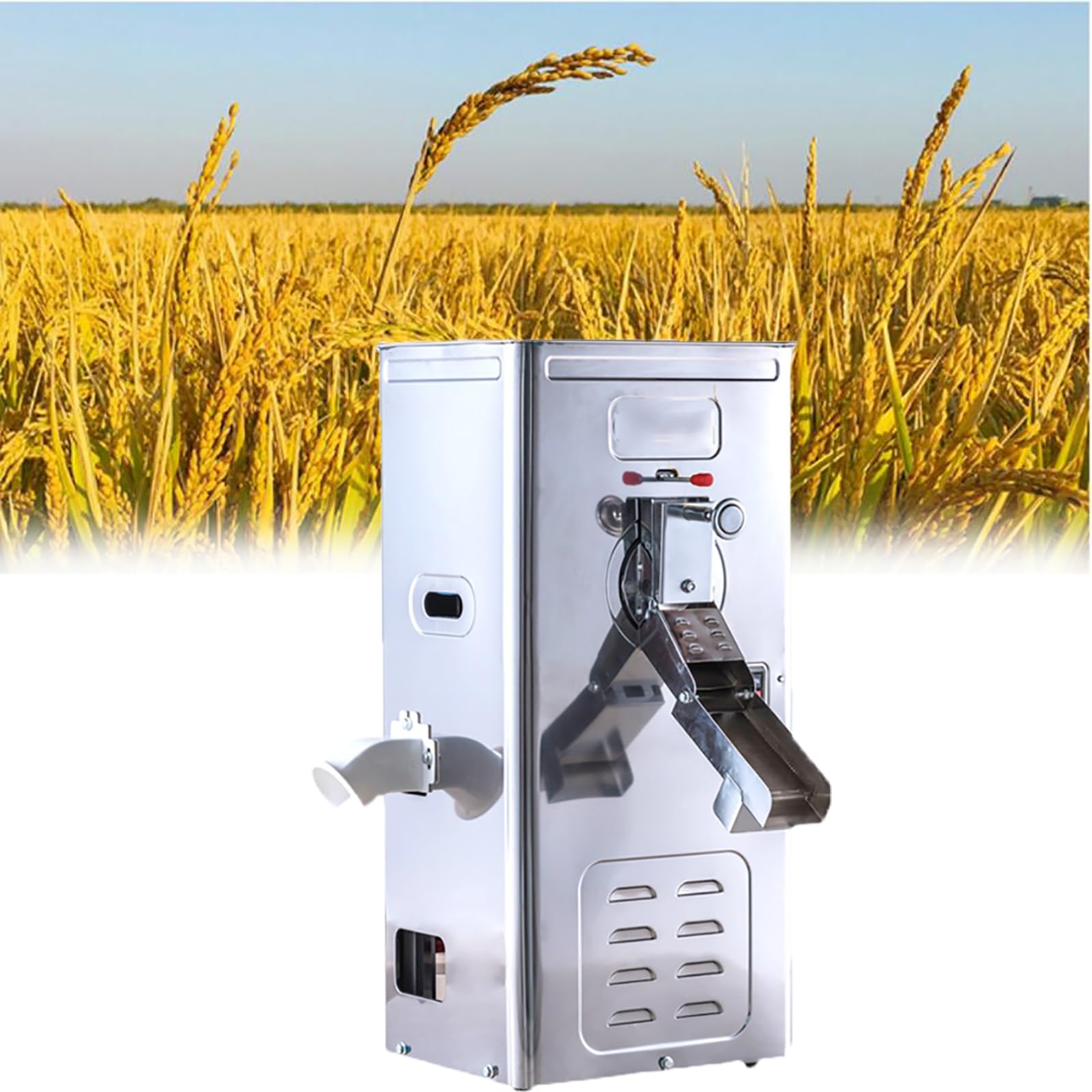 Eoweiot Electric Rice Mill, Fully Automatic Corn Wheat Huller, Reinforced Copper Motor, High Speed 2800r/min, Efficient 180kg/h