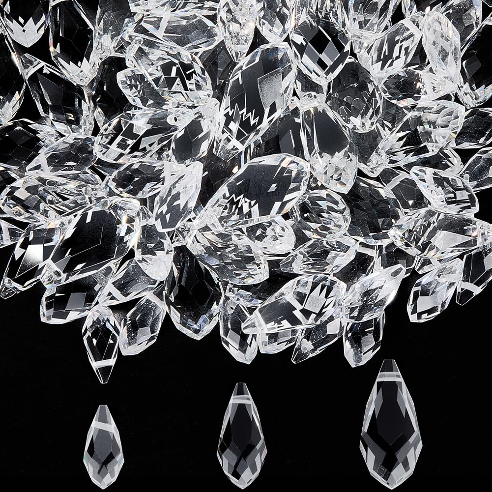 Perles en cristal en forme de larme, perles de lustre en verre transparent pour fabrication bijoux
