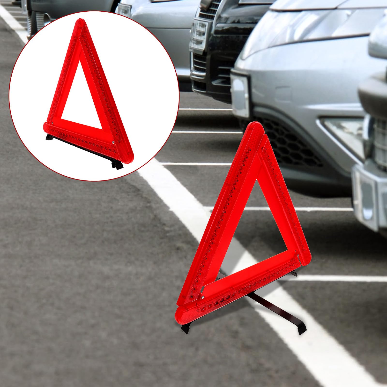 CALLARON Triangolo di Segnalazione Omologato per Auto Design Pieghevole, Materiale Abs Resistente e Catarifrangenti per Sicurezza Stradale Notturna