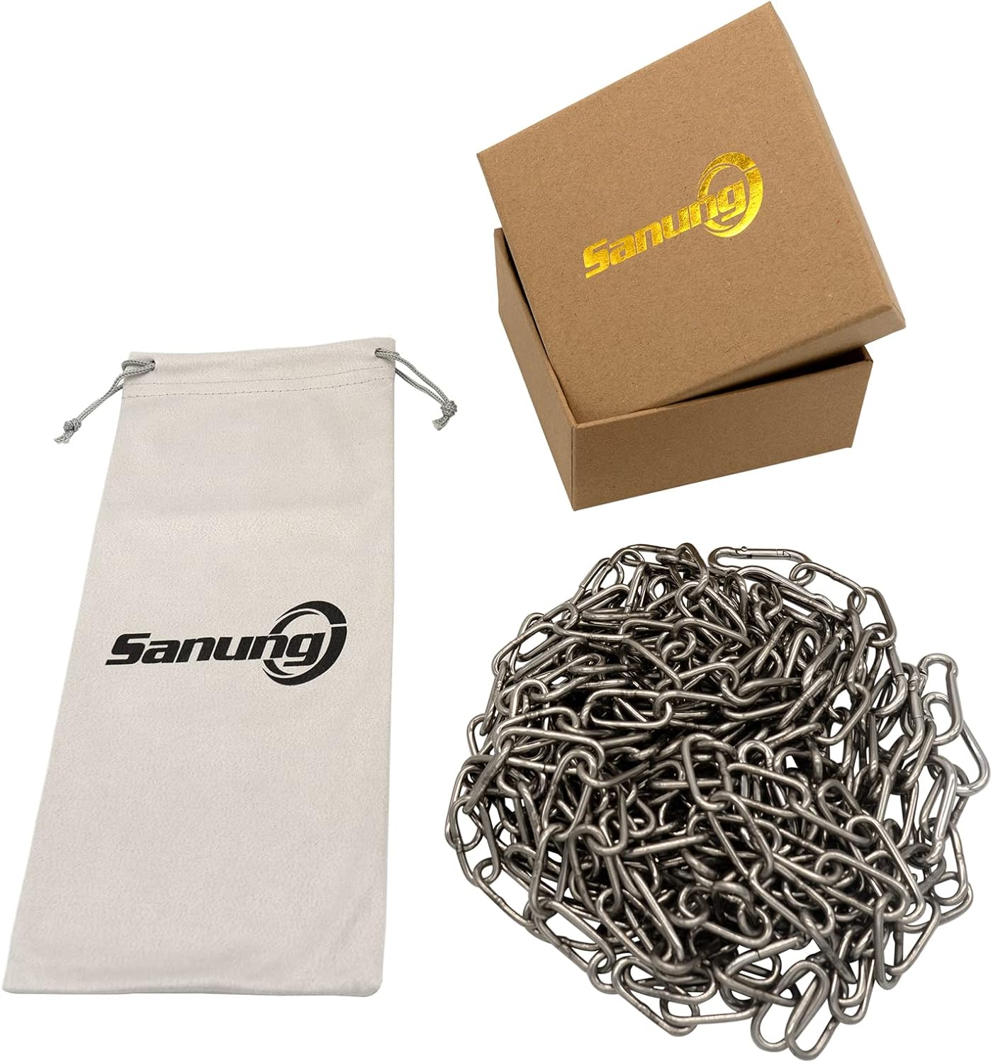 Sanung Stainless Steel Basketball Net, All Weather Rust-Proof 304 Stainless Steel Chain Braided Basketball Net for Indoor Outdoor Use, Easy to Install