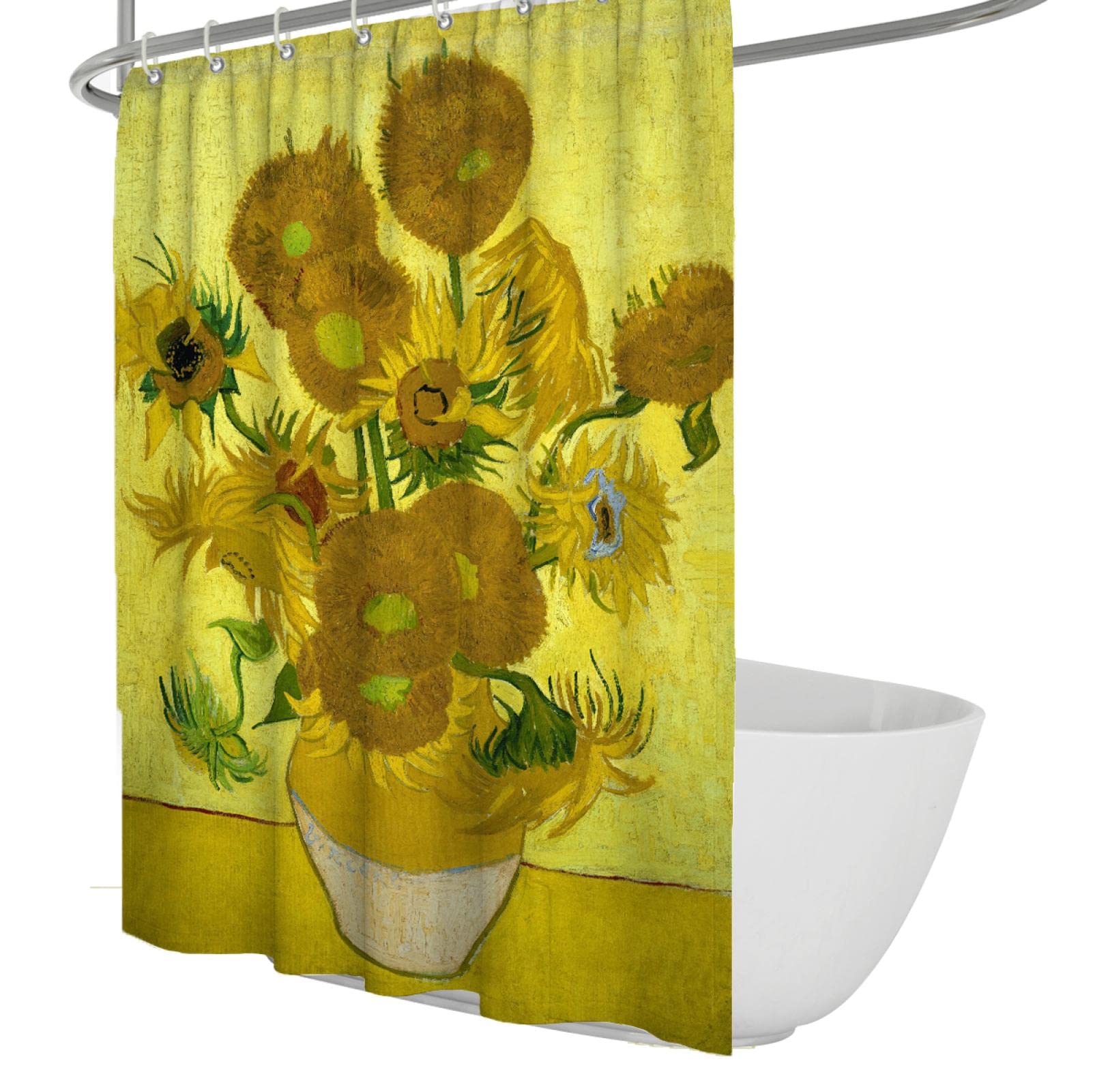Rideau de douche tournesol jaune 180x220 cm pour séparation humide et sèche