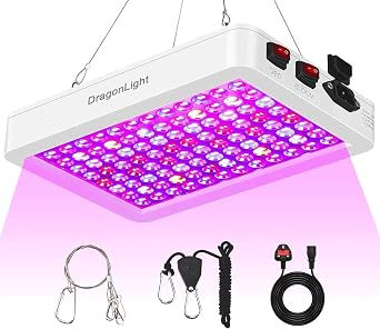DragonLight Upgraded BW1000 LED Grow Lights Double Chips Full Spectrum with 3-Metre Cable for Greenhouse and Indoor Plant Veg and Flower Growing[White] [Energy Class C]