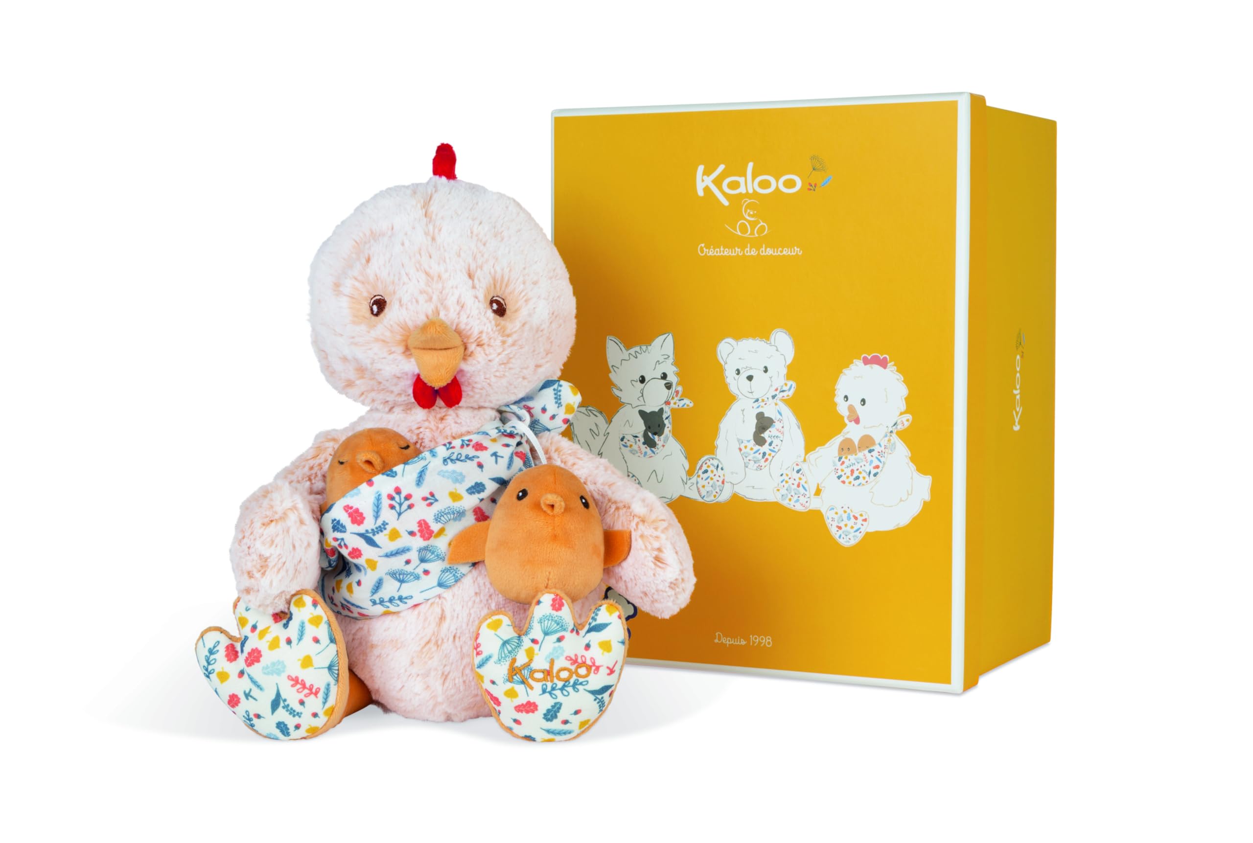 KALOO - Linoo - Peluche papà Pollo Paul e Il Suo Piccolo, 35 cm - sin dalla Nascita, K9711