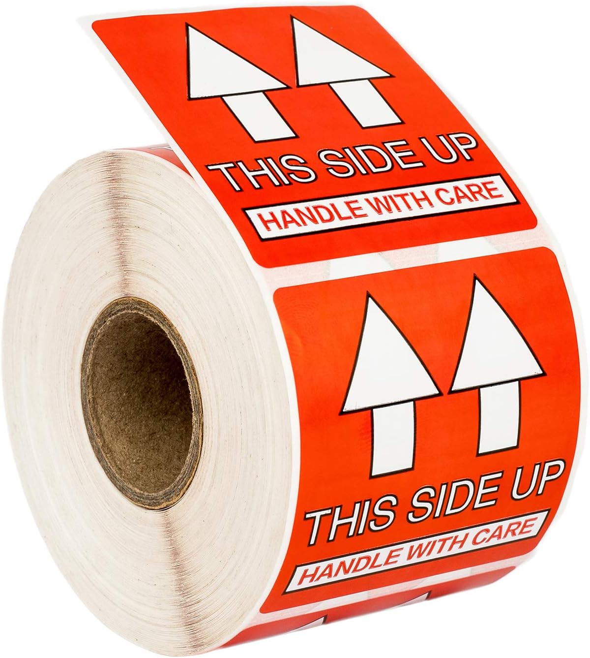 This Side UP - Handle with Care Pre-Printed Labels/Stickers (2" x 2") 4 Rolls / 500 Labels per Roll