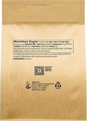 Miniatura 5 de PURE ORIGINAL INGREDIENTS Paquete de ácido málico y ácido cítrico, natural, seguro para alimentos, sabor agrio