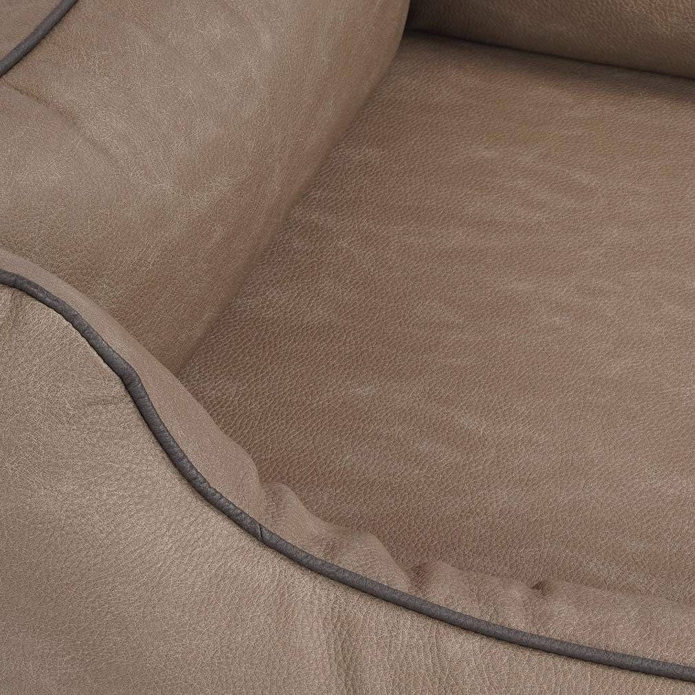 Knuffelwuff Orthopädisches Hundebett Rockland aus Kunstleder M-L 85 x 63cm Stone