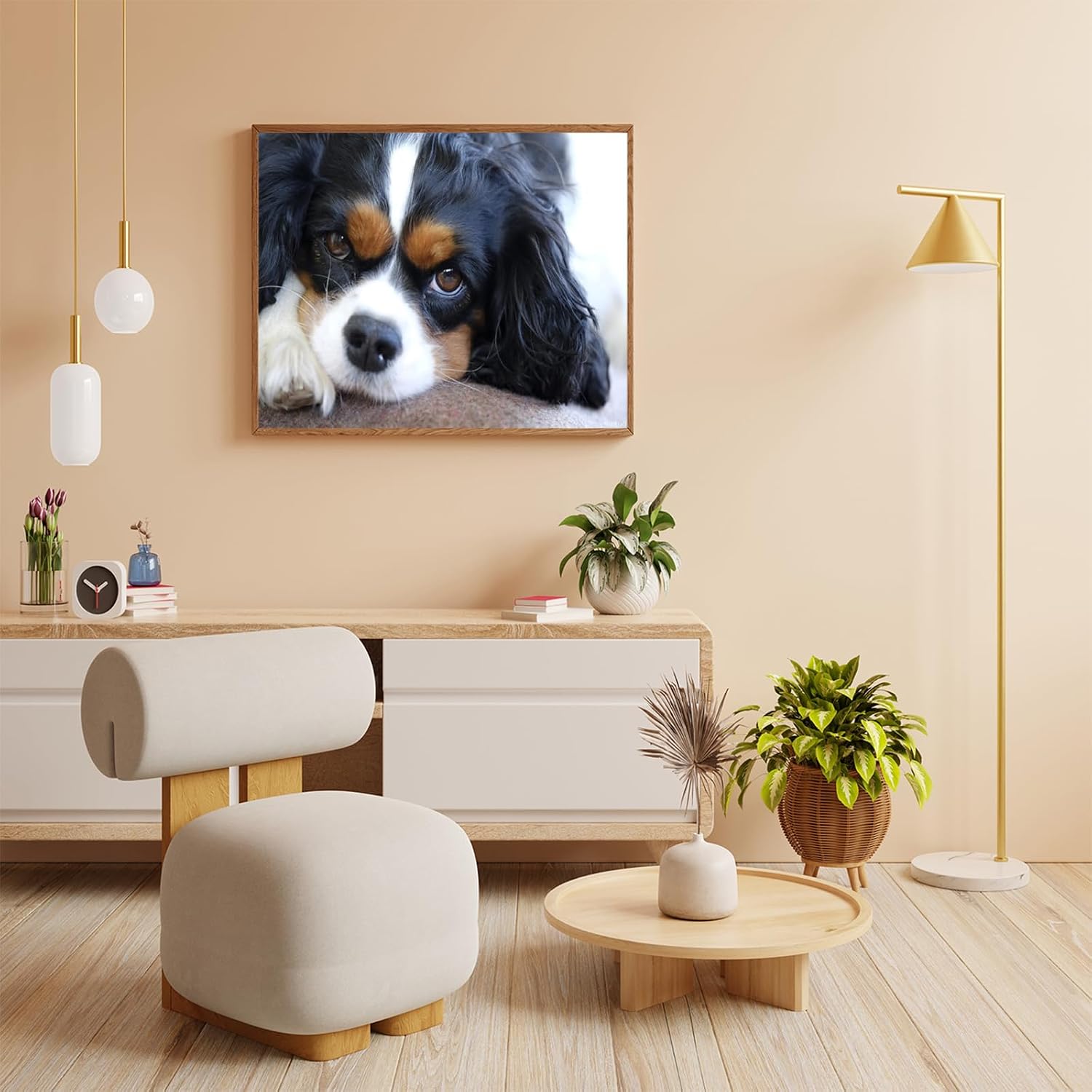 VNUIEHG Paint by Numbers for Adults Cavalier King Charles Spaniel DIY Painting Paint by Numbers Kits on Canvas 16x20 inch