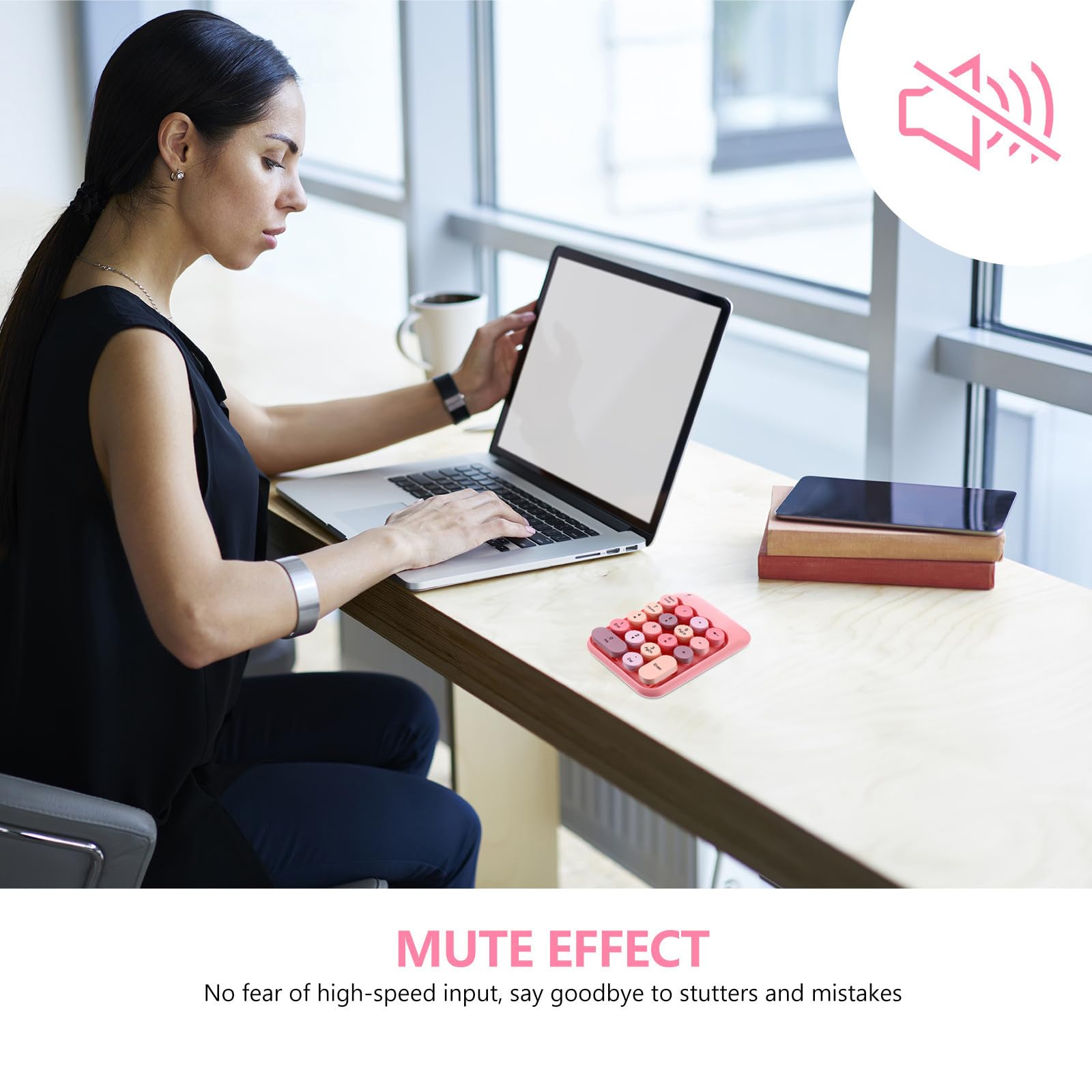 Hemobllo Tastierino Numerico Wireless Mini Rosa Abs 18 Tasti Ufficio | 2, 4g per Notebook, Tasto Backspace Pratico, Formato Compatto per Uso su Scrivania