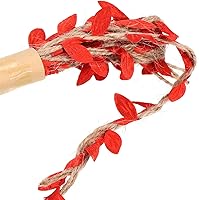 Vista 3 de PATIKIL Cinta de hoja de arpillera de 6.6 pies y 0.197 in, paquete de 2 cuerdas trenzadas de yute natural con hojas artificiales para decoración