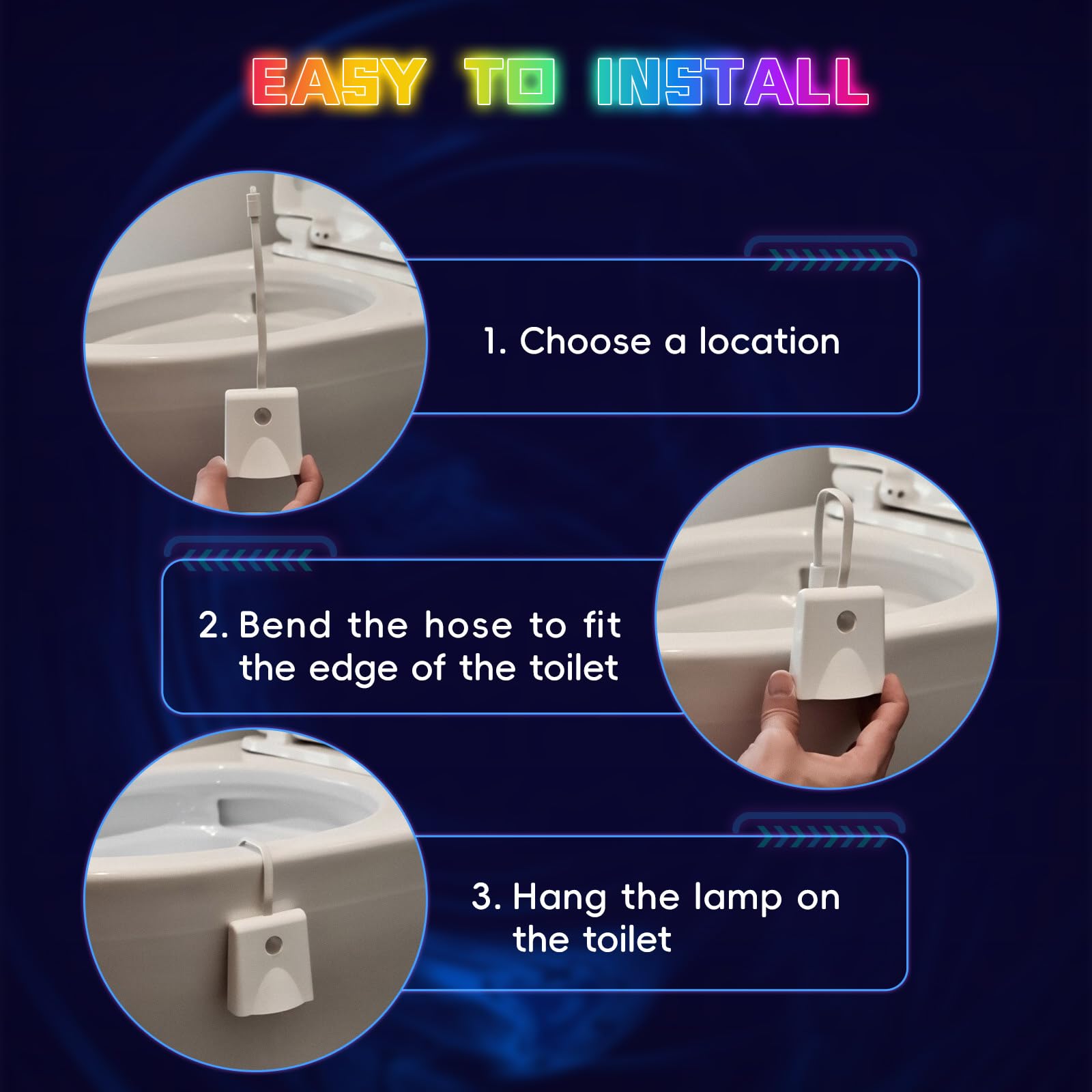 XRCHAA Motion Sensor Toilet Night Light,Toilet Seat Light,16 Coloured Waterproof Toilet Light,USB Chargeable Toilet Lights Inside Toilet,with Motion Sensor,Bathroom Decor Cool Gadgets,for All Toilets - Image 4
