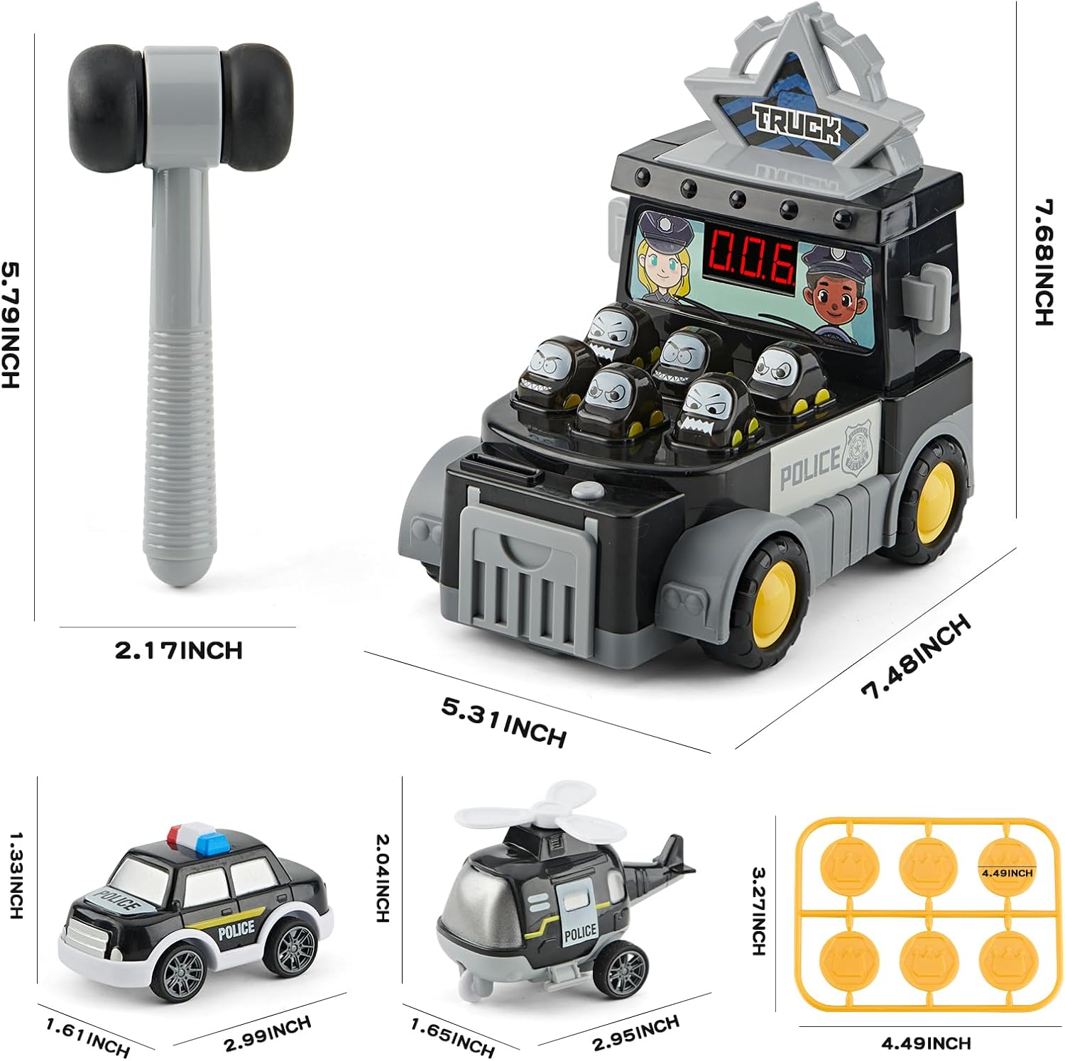 AMACAT-Battery Operated Action Toys, Toddler Early Developmental Learning Toy, Fun Birthday Gift for Kids Age 3+, Toys for 2 3 4 Year Old Boys Grils.PK Mode (Black Whack-a-mole)