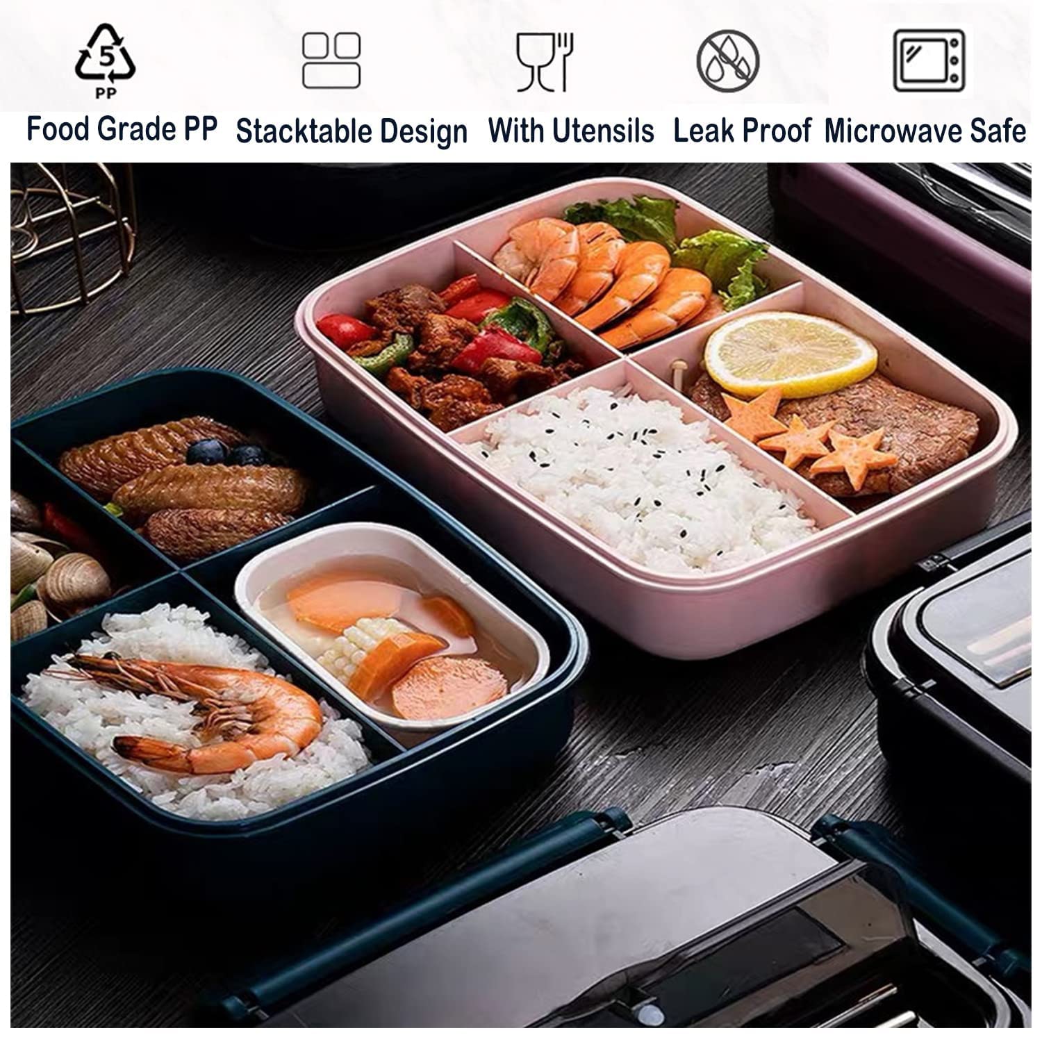 Lunchbox Voor Volwassenen Bento Box 4 Stuks Met Vakjes Lunchboxen