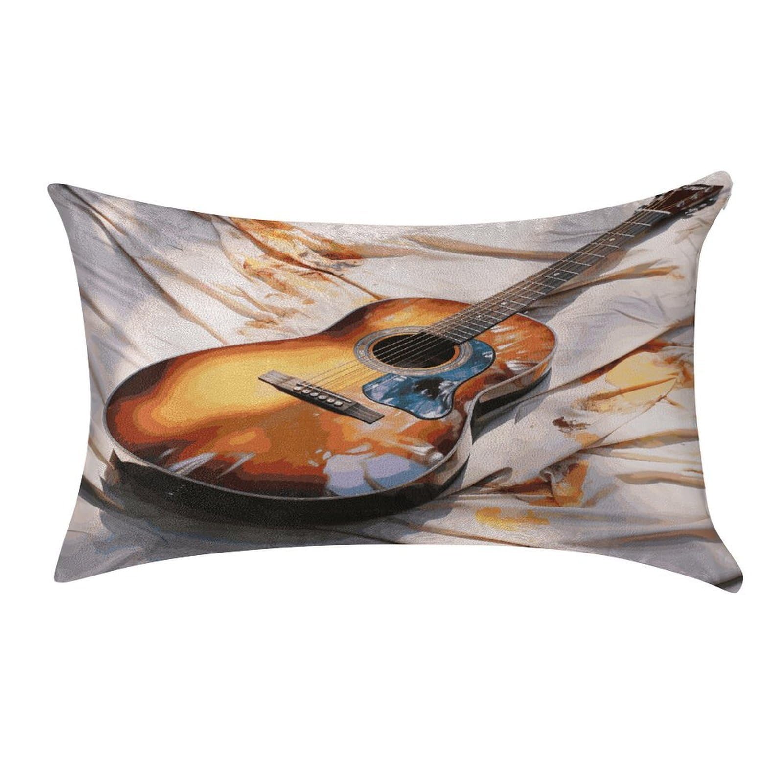 LDGSUPH Watercolor Acoustic Guitar Velvet Throw Pillow Covers Cozy Pillow Shams Pillowcases Detachable Pillow Cases Soft Cushion Cover with Zipper for Sofa Car Bed Pillow Protectors 12 "×20 "