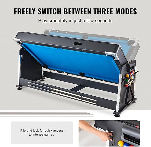 Vista 3 de VEVOR Mesas de hockey de aire de 72 y 89 pulgadas con marcador LED, mesa de juegos 3 en 1 de 88 pulgadas (hockey, billar, ping pong), incluye