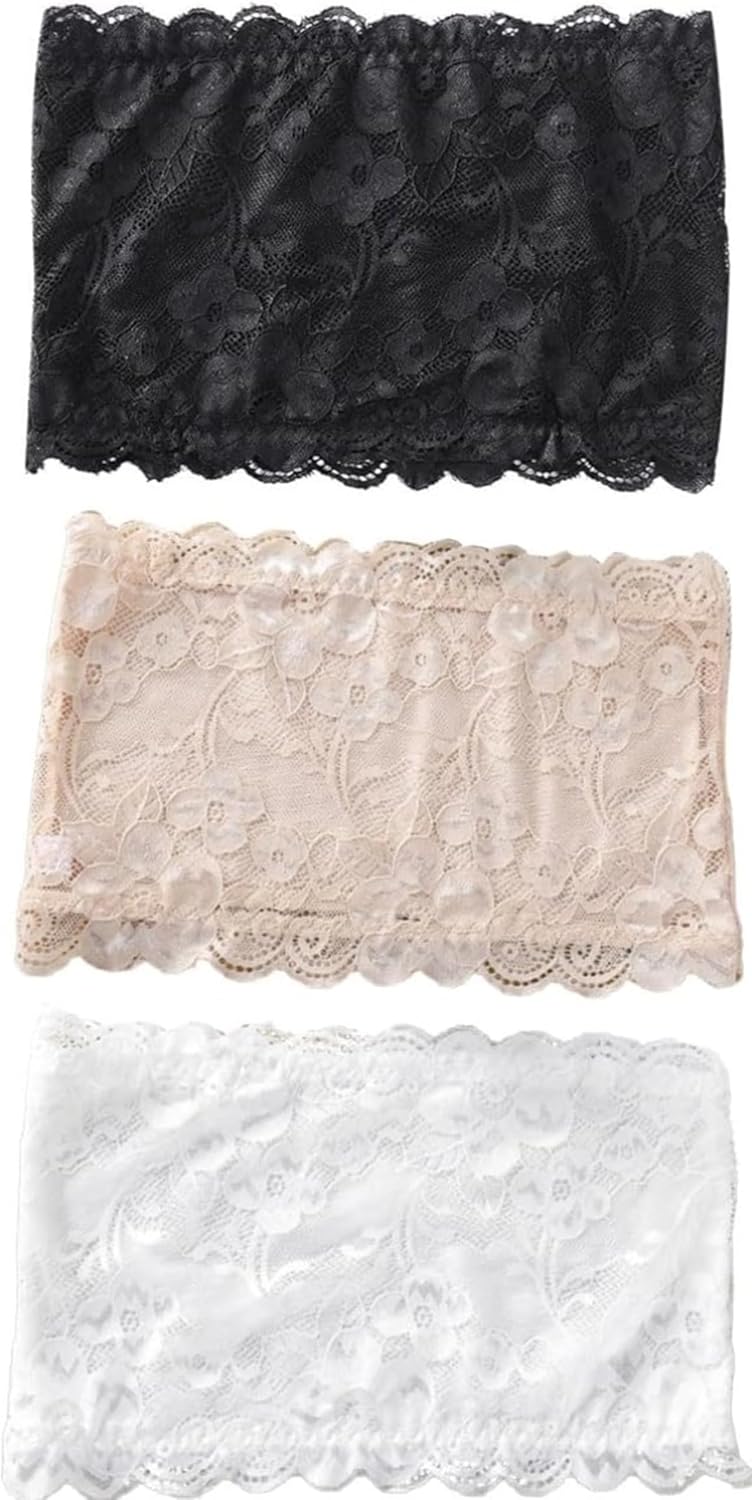 3Pcs Lady Lace Wearable Mock Camisole Bra Insert Overlay Modesty Panel Vest